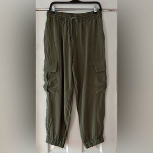 Zara Olive‎ Green Cargo Joggers Modal Blend Size Large EUC